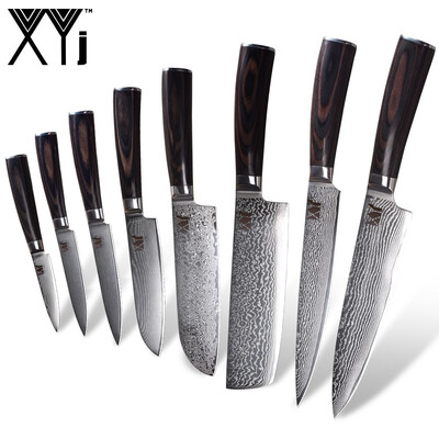 

XYj Damascus Steel Pattern Blade Kitchen Knife Damascus Knives 35" 45" 5" 5" 7" 7" 8" 8" Kitchen Kives Tools