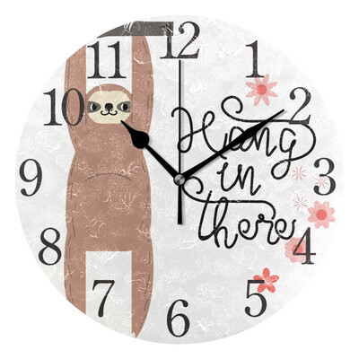 

Wall Clock Arabic Numerals Design The Sloth Hanging On Branches Round