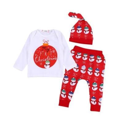 

Baby Boy Girl Clothes MY FIRST CHRISTMAS Tops T-shirtLong Pants Leggings Outfit