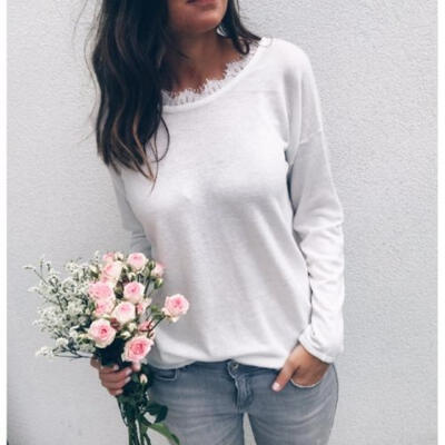 

Women Fashion Blouse Summer Casual Loose Long Sleeve Blouse Tops Casual T-shirt