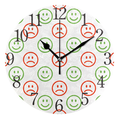 

Wall Clock Arabic Numerals Design Emoji Pattern Round