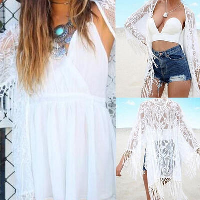 

Women Lace Blouse Top Beach Cover Up Kaftan Cape Kimono Cardigan Jacket Coat