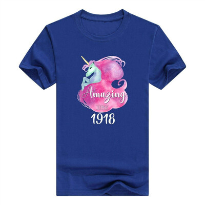

100th Birthday Gift Unicorn Tshirt Amazing Since 1918 Tee