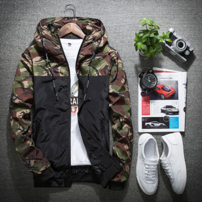 

Mens Luxury Camouflage Coat Hoodies Jacket Clothing Windbreaker Male Outwear
