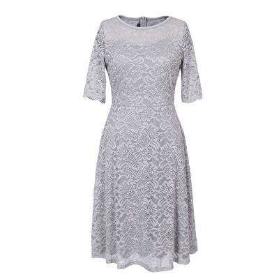 

Summer New Style Lace Sheer Summer Sexy Party Half Sleeve Women A-Line Dress