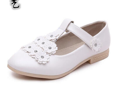 

Fashion Kids Girls Children Flower Velcro T-strap Dress Shoe Leather Oxford Flat