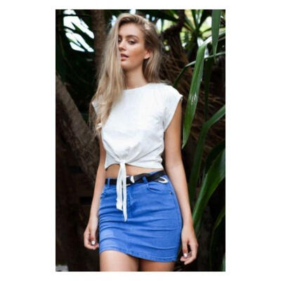 

Casual Women Ladies Beach Silk Crop Tops Short sleeve Tops T-shirt Blouse Shirt