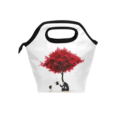 

Insulated Lunch Tote Bag Artistic Human Travel Picnic Lunch Handbags Portable Zipper Lunch Bag Box