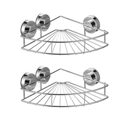 

UpperX 2pcs Bathroom Corner Shelf Shower Caddy Vacuum Suction Bath Storage Rack Holder Stainless Steel Wall Corner Organizer