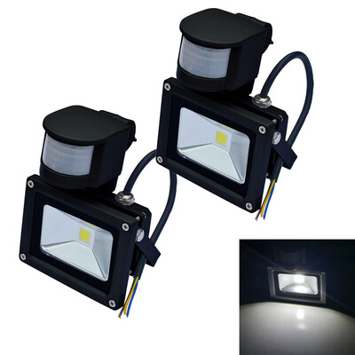 

JIAWEN 2PCS 10W LED Floodlight PIR Motion Sensor Outdoor Black 85V-265V