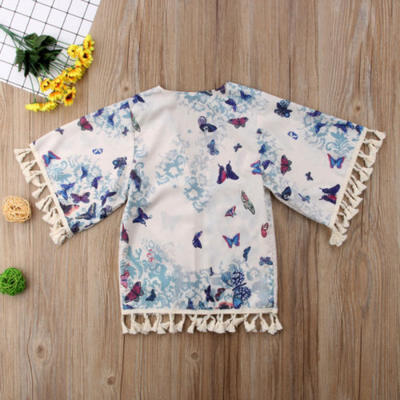 

Kids Toddler Girls Blouse Open Cardigan Short Sleeve Cover Sunsuit Chiffon Coat