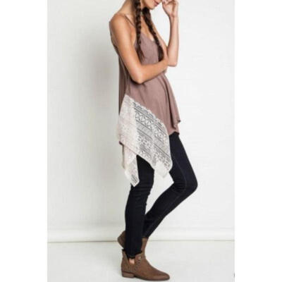 

Sexy Backless Summer Fashion Women Casual Sleeveless Lace Blouse T Shirt Tops AU