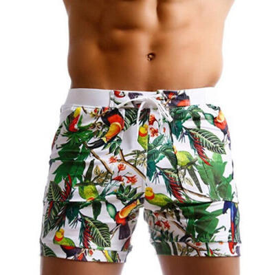 

Fashion Men Swimwear Swimsuits Flower Print Surf Board Boxer Shorts Trunks Long