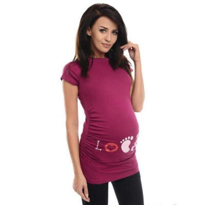 

Womens Short Sleeve Nurse Pregnant Maternity Tops Mother Print T-Shirt Blouse