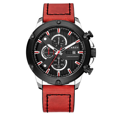 

CURREN 8308 Business Men Quartz Watch Calendar Chronograph Fashion Casual Leather Band Male Wristwatch