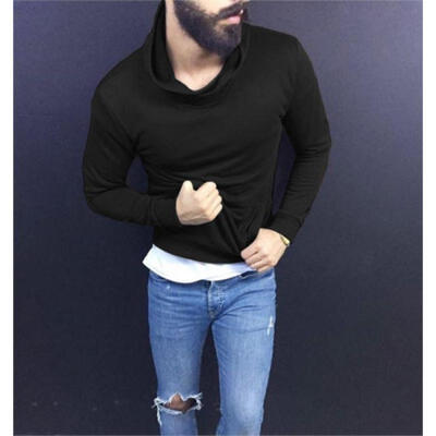 

Stylish Mens Cotton Turtleneck Polo Pullover Sweater Stretch Jumper 3 Colors Top