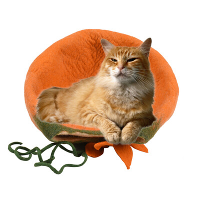

Handcrafted Felted Wool Pet Cat Cave Bed Nest Soft Comfortable for Large Cats&Kittens