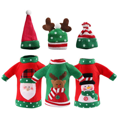 

UpperX 3pcs Ugly Christmas Sweater Wine Bottle Cover Handmade Wine Bottle Sweater for Christmas Decors