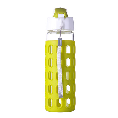 

Стеклянная чашка Kelisituo NC-8929 жаростойкая портативная спортивная чашка автомобиля герметичная чашка с силиконовыми чашками спортивная чашка 500 мл цвет случайный