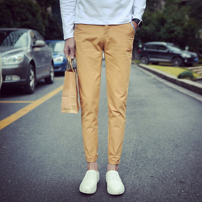 

Law Kun мужские вскользь брюки хлопок прямые сплошные цветные брюки досуга K113 хаки 31