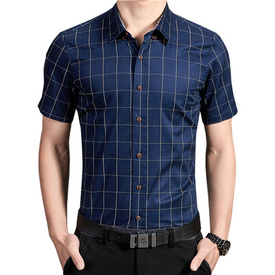 

Men Dress Plaid Shirts New 2016 Spring Summer Fashion Men Short Sleeves Men Shirts High Quality Men Shirt Plus Size 5XL Hot Sale