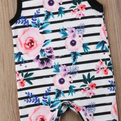 

Newborn Kids Baby Girls Flower Romper Bodysuit Jumpsuit Headband Outfits Sunsuit