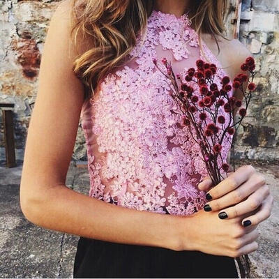 

UK Womens Ladies Sequin Sparkle Glitter Lace Mesh High Neck Party Crop Top S-XL