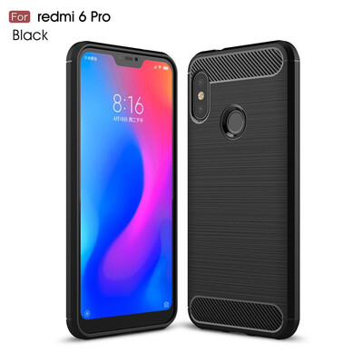 

Fivice Xiaomi Redmi 6 pro case Luxury brushed carbon fiber TPU soft shell