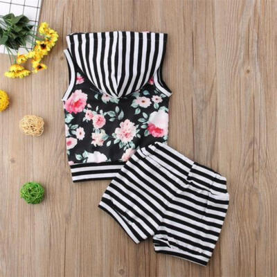 

Toddler Kids Baby Girl Outfit Clothes T-shirt TopsShort Pants Trousers 2PCS Set