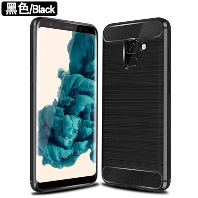 

Fivice Samsung Galaxy A8 2018 case Brushed carbon fiber silicone anti-fall soft shell phone case