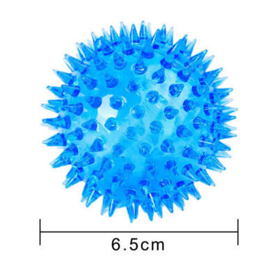 

SL Pet Dog Puppy LED Flash Chew Squeaky Spiky Ball Play Rubber Elastic Fun Toy