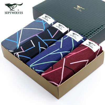 

Seven wolves men&39s cotton underwear briefs pants comfortable breathable soft cotton trousers 4 mixed color gift box  95159-4