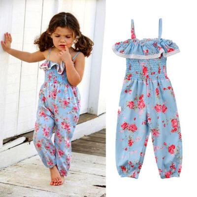 

Kids Baby Girls Floral Strap Romper Jumpsuit Playsuit Clothes Outfits