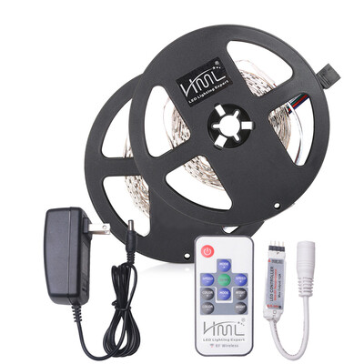 

HML 2pcs 5M 24W RGB 2835 SMD 300 LED Strip Light with 10 Keys RF Remote Control DC AdapterUS Plug