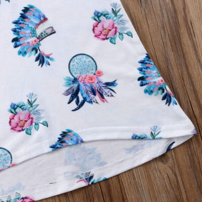 

Toddler Baby Girls Feather Prints Dress Kids Casual Dresses Outfit Sundress