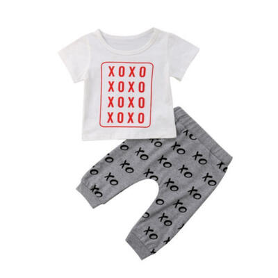 

2PCS Baby Boys Kids T-shirt Long Pants Outfits Infant Summer Clothes Set