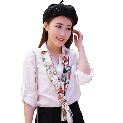 

MSEK WSJ161686 ladies Korean short silk scarf decorated small scarf printed silk satin scarf rose graffiti