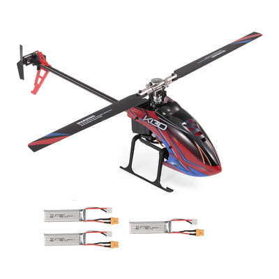 

WLtoys XK K130 RC Helicopter 24G 6CH Brushless 3D6G Flybarless Compatible with FUTABA S-FHSS Stunt Helicopter Toy with 3 Batterie