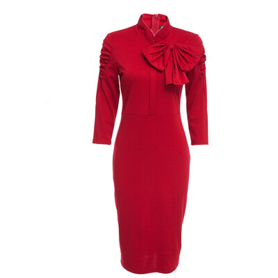 

Women Large Butterfly 34 Length Sleeve Slim Fit Thin Package Hip Bodycon Dress