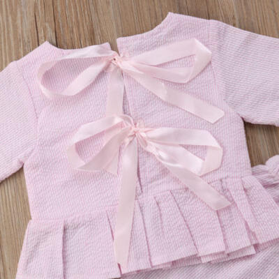 

Kids Baby Girl Toddler Clothes Set Bowknot Top T Shirt Pants Outfit Set Clothes