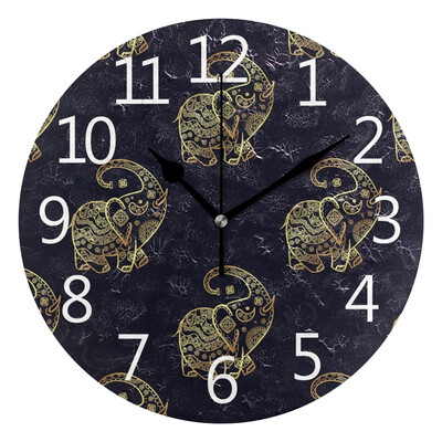 

Wall Clock Retro Little Elephant Round Wall Clock Arabic Numerals Design