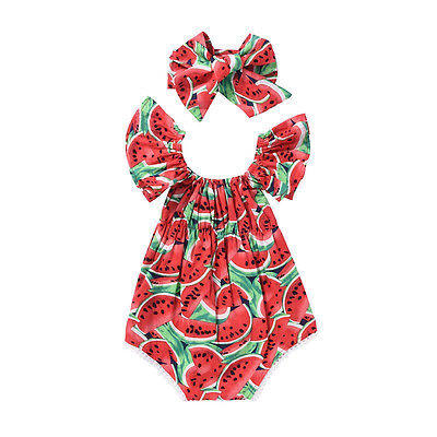 

Toddler Baby Girls Watermelon Clothes Outfits Jumpsuit RomperHeadband Playsuit