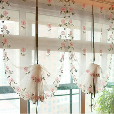 

Pastoral Floral Scarf Sheer Voile Door Window Curtain Drape Panel Tulle Valances