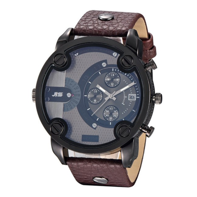 

Oversized Mens Big Watch Male Large Watches Leather & Steel Belt
