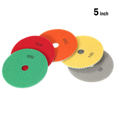 

5pcs 5" Diamond Wet Polishing Pads Set Grinding Disc for Granite Marble Stone Ceramic Tiles