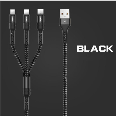 

NeillieN One tow three data lines nylon braid three in one data lines three multifunctional synchronous charging wire data line