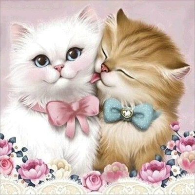 

UpperX 5D Diy Diamond Painting Cross Stitch Couple Cat Diamond Painting Round Rhinestones Mosaic Embroidery Animals