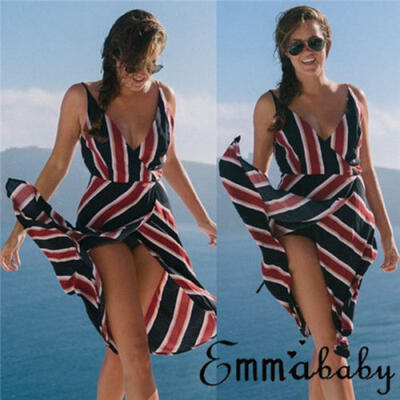 

AU Womens Summer Holiday Off Shoulder Floral Beach Sundress Ladies Party Dress