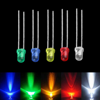 

100pcs 3mm White Green Red Blue Yellow LED Light Bulb Emitting Diode Lamps