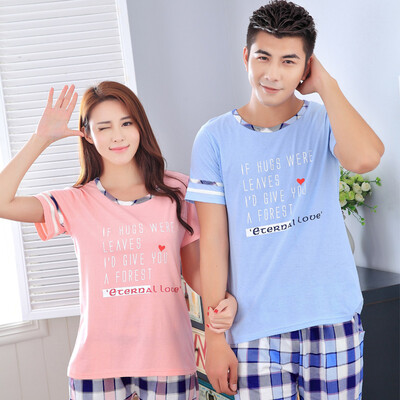 

Arctic cashmere short-sleeved pajamas comfortable couple pajamas home men&women pajamas home service summer men&women pajamas B541106511-3 alphabet male L